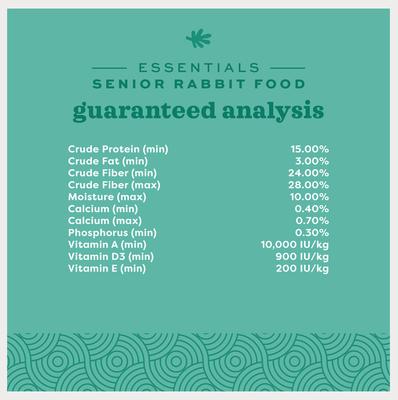 Show full view: Oxbow Animal Healthy Essentials Natural Pellets Senior Rabbit Food, 8-lb bag slide 9 of 10