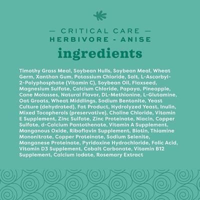 Show full view: Oxbow Critical Care Herbivore Anise Small-Pet Health Supplement, 141-gm bag slide 5 of 6