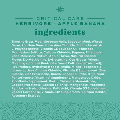 Show full view: Oxbow Critical Care Herbivore Apple-Banana Small-Pet Health Supplement, 454-gm bag slide 5 of 7