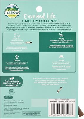 Show full view: Oxbow Enriched Life Apple Timothy Lollipop Small Pet Chew Toy, 3 count slide 2 of 5
