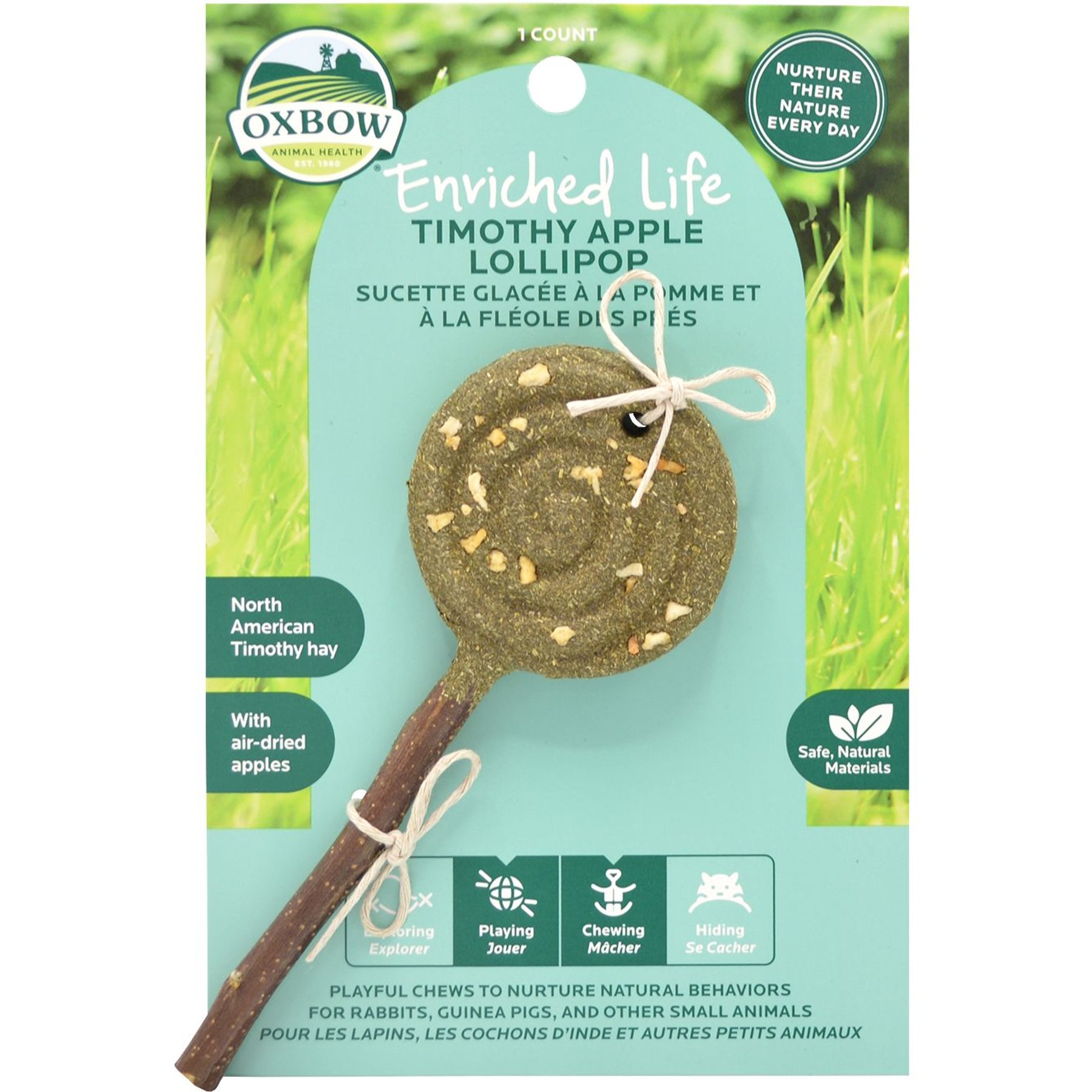 Oxbow Enriched Life Apple Timothy Lollipop Small Pet Chew Toy, 3 count