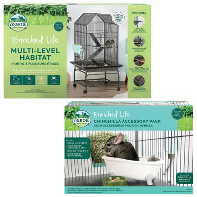 Show full view: Oxbow Enriched Life Multi-Level Small Animal Habitat + Enriched Life Chinchilla Accessory Pack slide 1 of 9