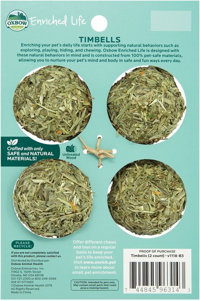 Oxbow Enriched Life Timbells Small Animal Chew Toy, 2 count