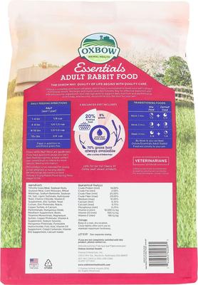 Show full view: Oxbow Essentials Adult Rabbit Food All Natural Adult Rabbit Pellets + Animal Health Western Timothy Hay All Natural Hay for Rabbits, Guinea Pigs, Chinchillas, Hamsters & Gerbils slide 3 of 9