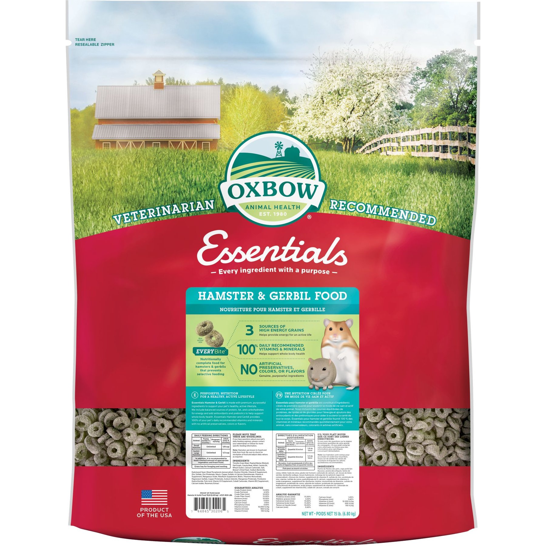 Oxbow Essentials Healthy Handfuls Gerbil & Hamster Food, 15-lb bag