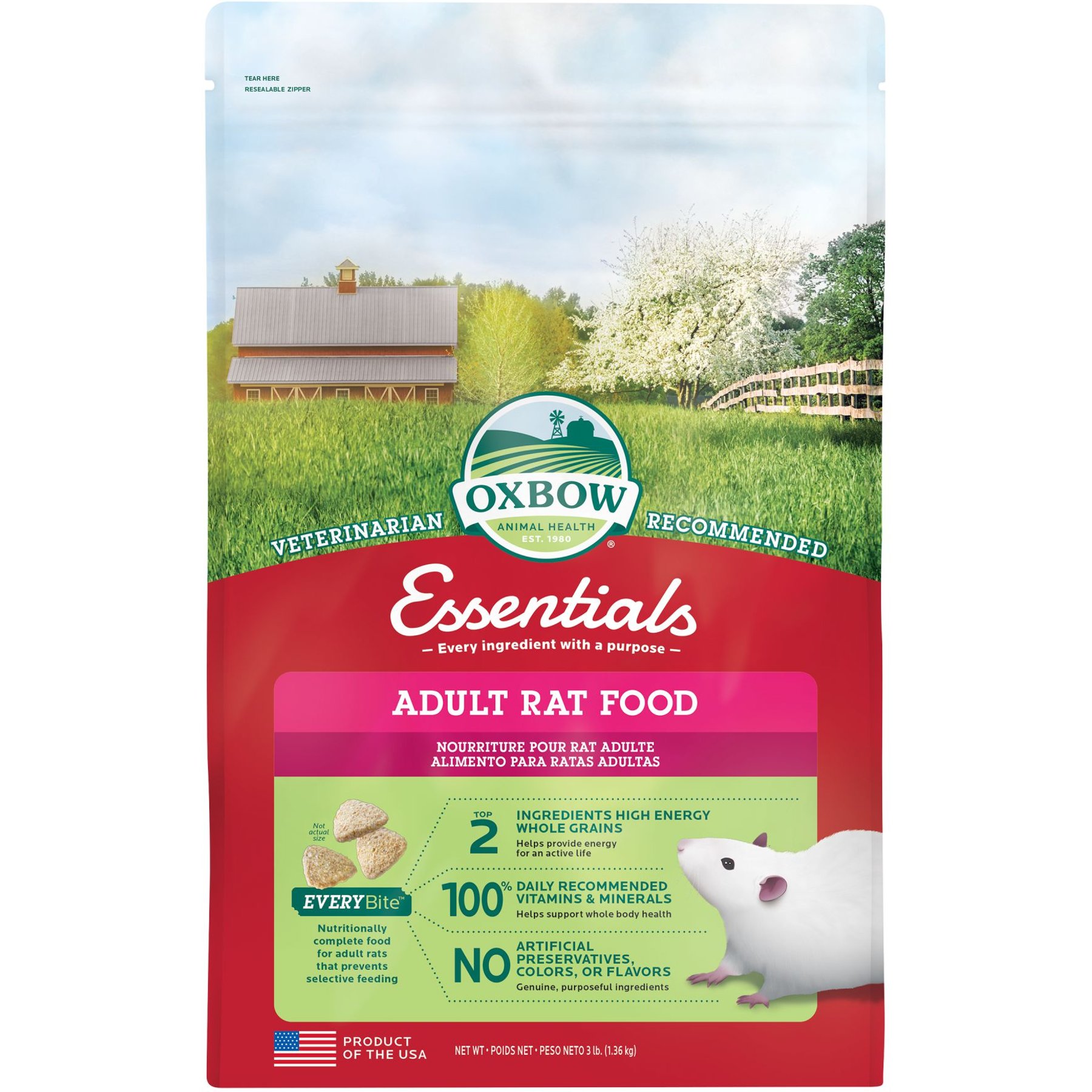 OXBOW Essentials Regal Rat Adult Rat Food, 3-lb bag, bundle