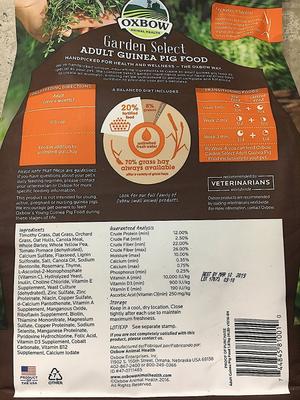 Show full view: Oxbow Garden Select Adult Guinea Pig Food + Natural Science Vitamin C Small Animal Supplement slide 3 of 9