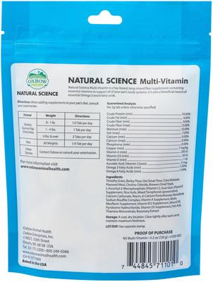 Show full view: Oxbow Natural Science Multi-Vitamin Small Animal Supplement, 60 count slide 2 of 4