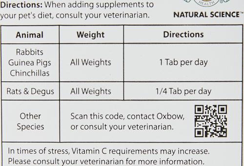 Show full view: Oxbow Natural Science Vitamin C Small Animal Supplement, 180 count slide 4 of 7