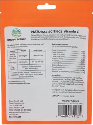 Show full view: Oxbow Natural Science Vitamin C Small Animal Supplement, 60 count slide 2 of 11