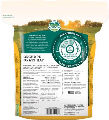 Show full view: Oxbow Orchard Grass Hay Small Animal Food, 15-oz bag slide 2 of 12