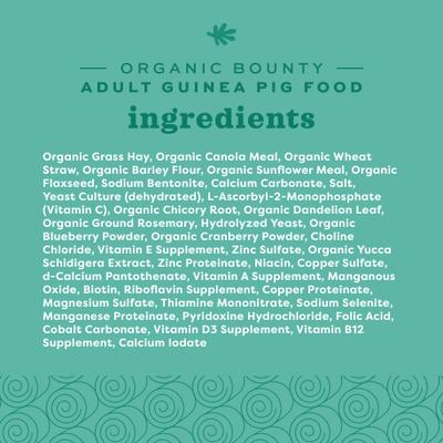 Show full view: Oxbow Organic Bounty Adult Guinea Pig Food, 3-lb bag slide 4 of 10