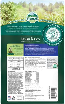 Show full view: Oxbow Organic Bounty Adult Rabbit Food, 3-lb bag slide 2 of 10