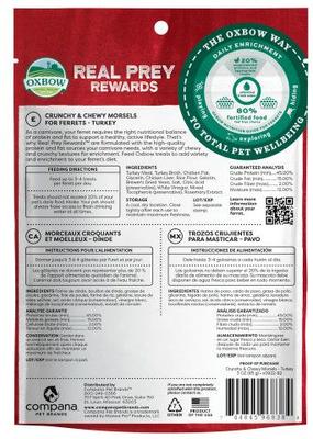 Show full view: Oxbow Real Prey Rewards Crunchy & Chewy Turkey Ferret Treats, 3-oz slide 2 of 11
