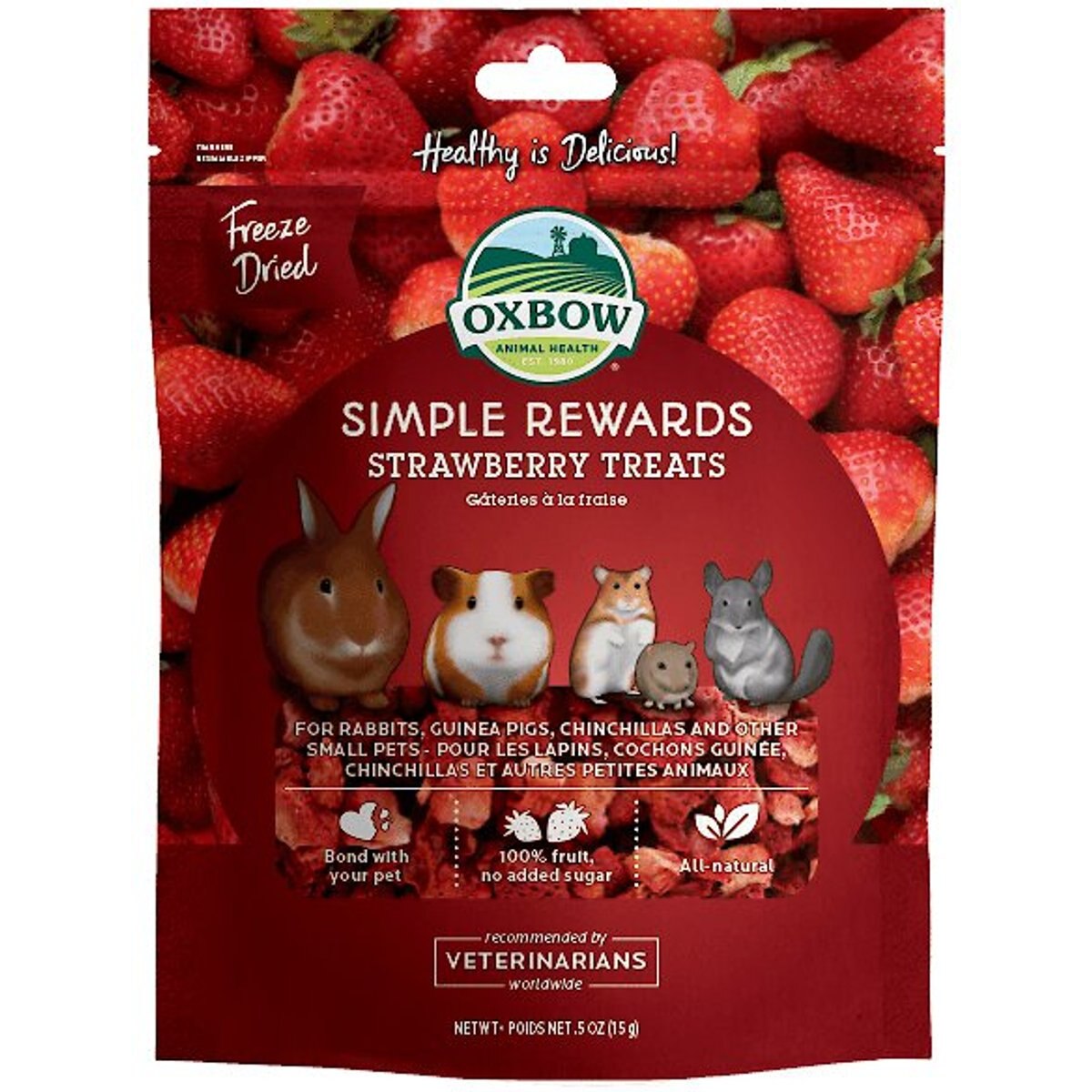 Oxbow Simple Rewards Freeze Dried Strawberry Animal Treats, .5-oz bag