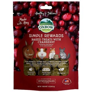 Oxbow Simple Rewards Oven Baked with Cranberry Small Animal Treats, 3-oz bag