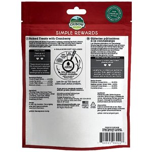 Oxbow Simple Rewards Oven Baked with Cranberry Small Animal Treats, 3-oz bag