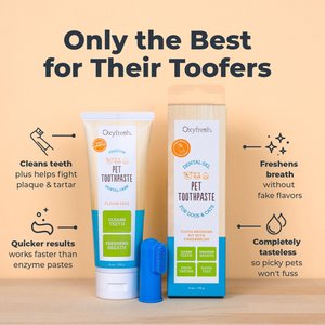 Oxyfresh Premium Vet Formulated Plaque & Tartar Dog & Cat Toothpaste with BPA-Free Silicone Brush, 4-fl oz bottle