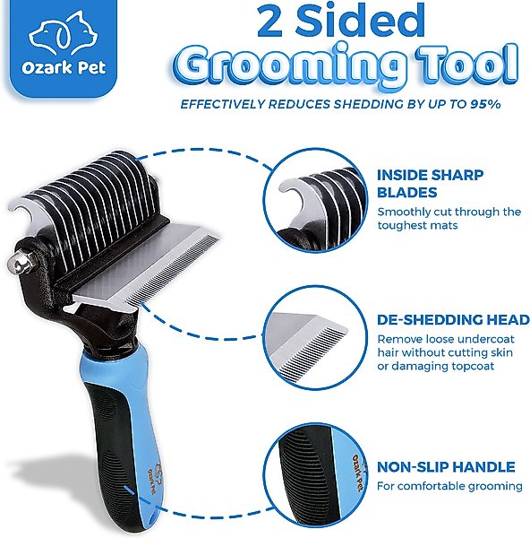 Show full view: Ozark Pet Dog & Cat Brush, Blue, Large slide 2 of 9