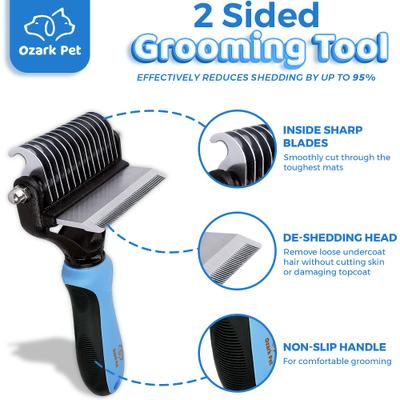 Show full view: Ozark Pet Dog & Cat Brush, Blue, Large slide 2 of 9