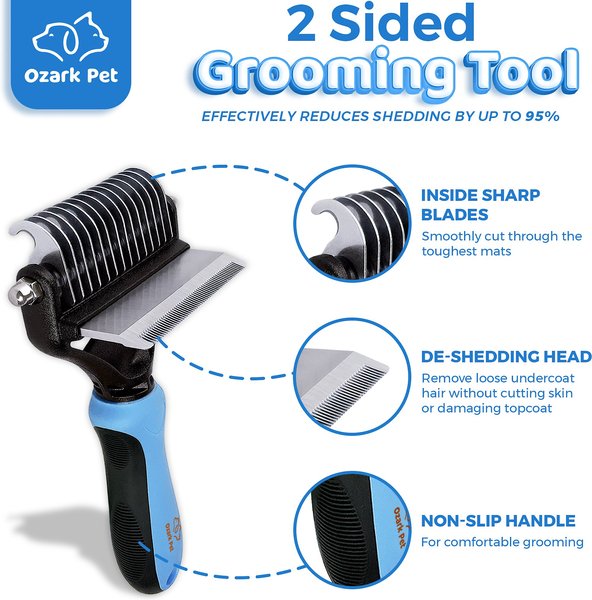 Show full view: Ozark Pet Dog & Cat Brush, Blue, Small slide 2 of 9
