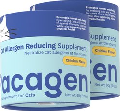 Pacagen Salmon Flavored Powder Allergen Reducing Supplement for Cats, 2 count bundle