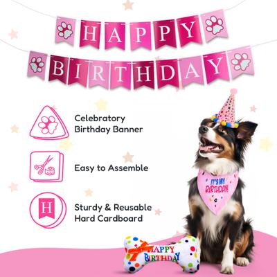 Show full view: Pacific Pups Rescue Dog Birthday Party Set, Pink Stars, Medium slide 6 of 9