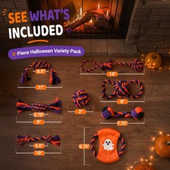 Pacific Pups Rescue Hallowen Frisbee Variety Pack Rope Tug Dog Toy, Black/Orange/White, Small/Medium, 8 count slide 2 of 7