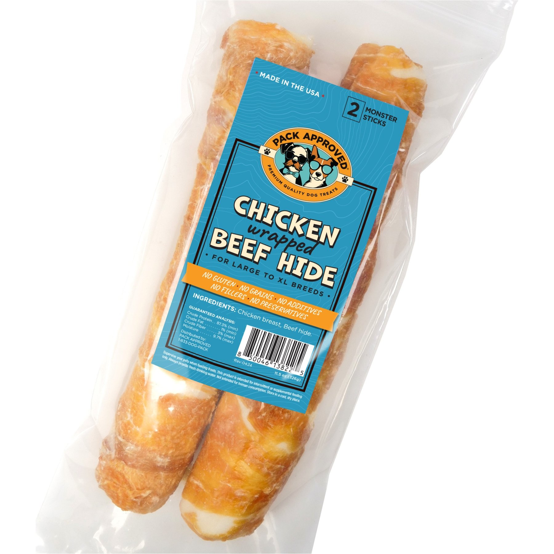 Pack Approved Chicken Rawhide Natural Dog Chew Treats, 2 count