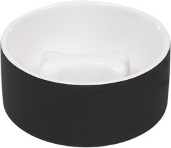 PAIKKA Slow Feed Ceramic Dog & Cat Bowl, Black, 3.13-cup