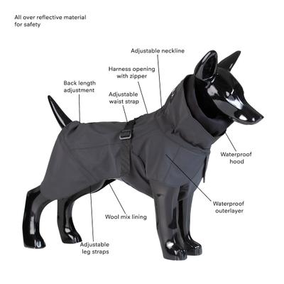 Show full view: PAIKKA Visibility Dog Raincoat, 55 slide 4 of 13