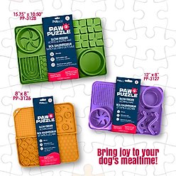 Palz&Co Paw Puzzle Non-skid Silicone Slow Feeding Dog & Cat Mat, Large: Green slide 2 of 7