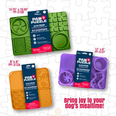 Show full view: Palz&Co Paw Puzzle Non-skid Silicone Slow Feeding Dog & Cat Mat, Large: Green slide 7 of 9