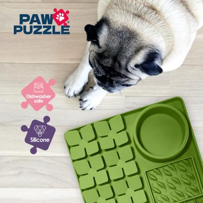 Show full view: Palz&Co Paw Puzzle Non-skid Silicone Slow Feeding Dog & Cat Mat, Large: Green slide 8 of 9