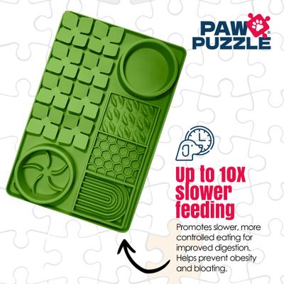 Show full view: Palz&Co Paw Puzzle Non-skid Silicone Slow Feeding Dog & Cat Mat, Large: Green slide 6 of 9
