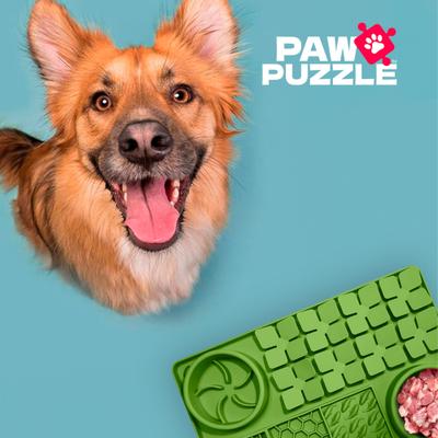 Show full view: Palz&Co Paw Puzzle Non-skid Silicone Slow Feeding Dog & Cat Mat, Large: Green slide 3 of 9