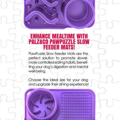 Show full view: Palz&Co Paw Puzzle Non-skid Silicone Slow Feeding Dog & Cat Mat, Medium: Purple slide 3 of 8