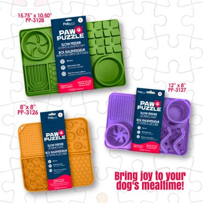 Show full view: Palz&Co Paw Puzzle Non-skid Silicone Slow Feeding Dog & Cat Mat, Medium: Purple slide 6 of 8