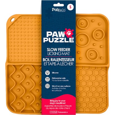Palz&Co Palz&Co Paw Puzzle Non-skid Silicone Slow Feeding Dog & Cat Mat, Small: Orange