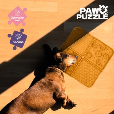 Show full view: Palz&Co Paw Puzzle Non-skid Silicone Slow Feeding Dog & Cat Mat, Small: Orange slide 7 of 8