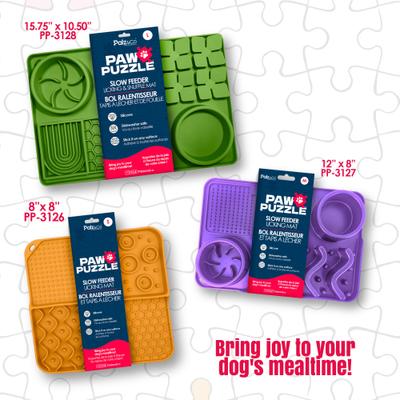 Show full view: Palz&Co Paw Puzzle Non-skid Silicone Slow Feeding Dog & Cat Mat, Small: Orange slide 6 of 8