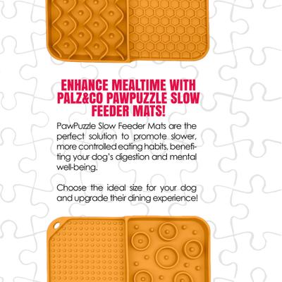 Show full view: Palz&Co Paw Puzzle Non-skid Silicone Slow Feeding Dog & Cat Mat, Small: Orange slide 3 of 8