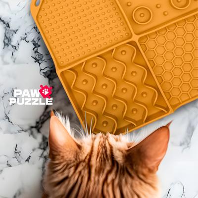 Show full view: Palz&Co Paw Puzzle Non-skid Silicone Slow Feeding Dog & Cat Mat, Small: Orange slide 2 of 8