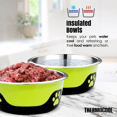Show full view: Palz&Co ThermoCool Insulated Stainless Steel Dog & Cat Bowl, Green, 8-oz slide 2 of 8