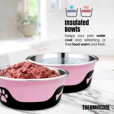 Show full view: Palz&Co ThermoCool Insulated Stainless Steel Dog & Cat Bowl, Pink, 32-oz slide 2 of 8