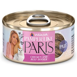 Pamper Like Paris Chicken & Beef Dinner Grain-Free Pate Wet Cat Food, 2.47-oz can, case of 12