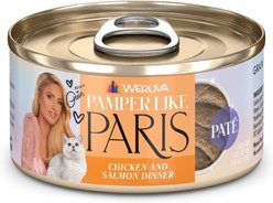 Pamper Like Paris Chicken & Salmon Dinner Grain-Free Pate Wet Cat Food, 2.47-oz can, case of 12