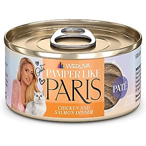 Pamper Like Paris Chicken & Salmon Dinner Grain-Free Pate Wet Cat Food, 2.47-oz can, case of 12