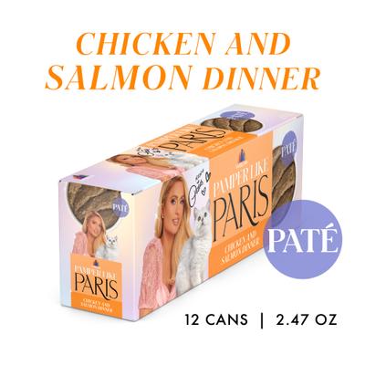 Show full view: Pamper Like Paris Chicken & Salmon Dinner Grain-Free Pate Wet Cat Food, 2.47-oz can, case of 12 slide 3 of 10