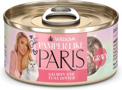 Pamper Like Paris Salmon & Tuna Dinner Grain-Free Shredded Wet Cat Food, 2.47-oz can, case of 12
